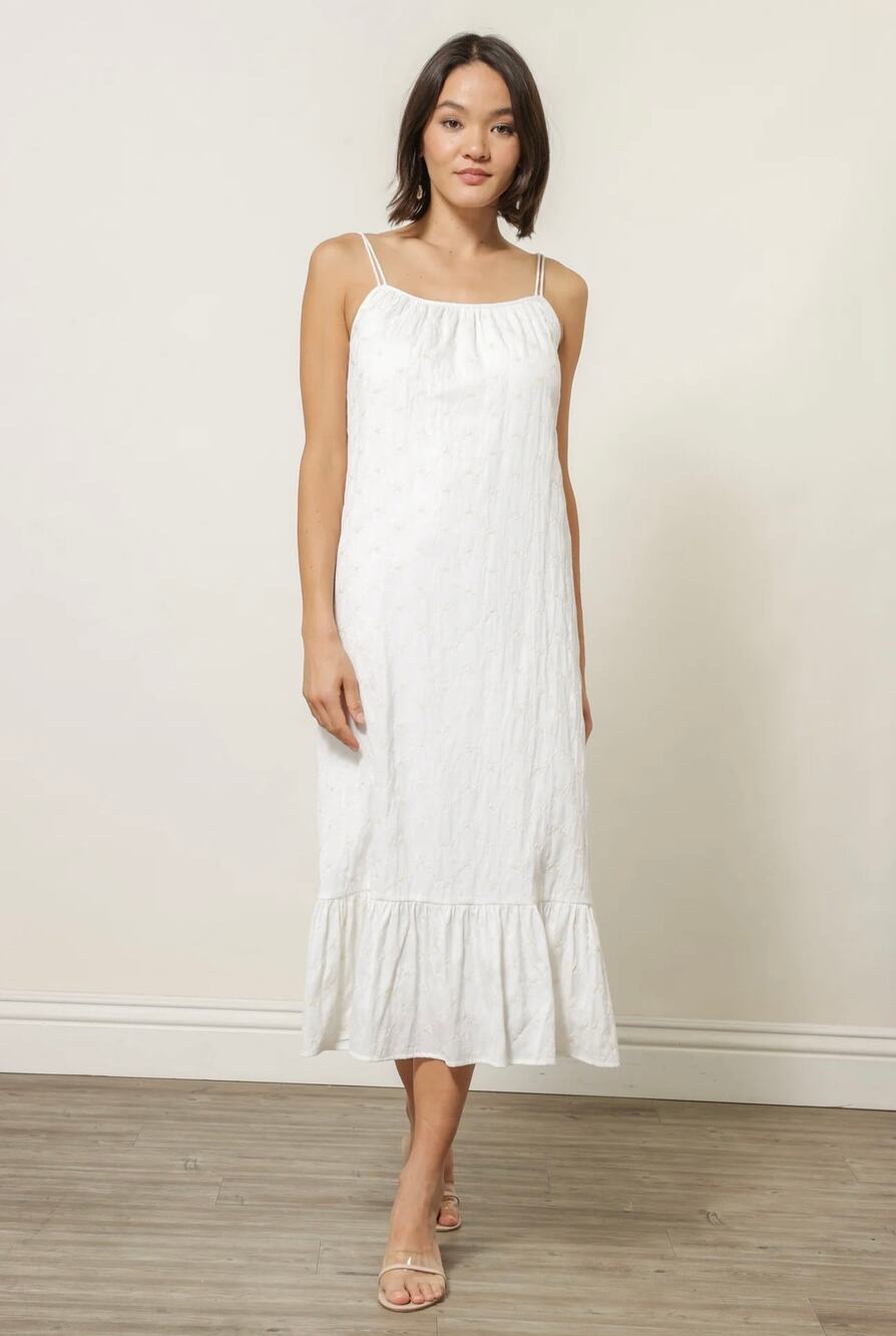 NWT! Line & Dot White Dakota Flowy Midi Dress - Size Small (MSRP $125)